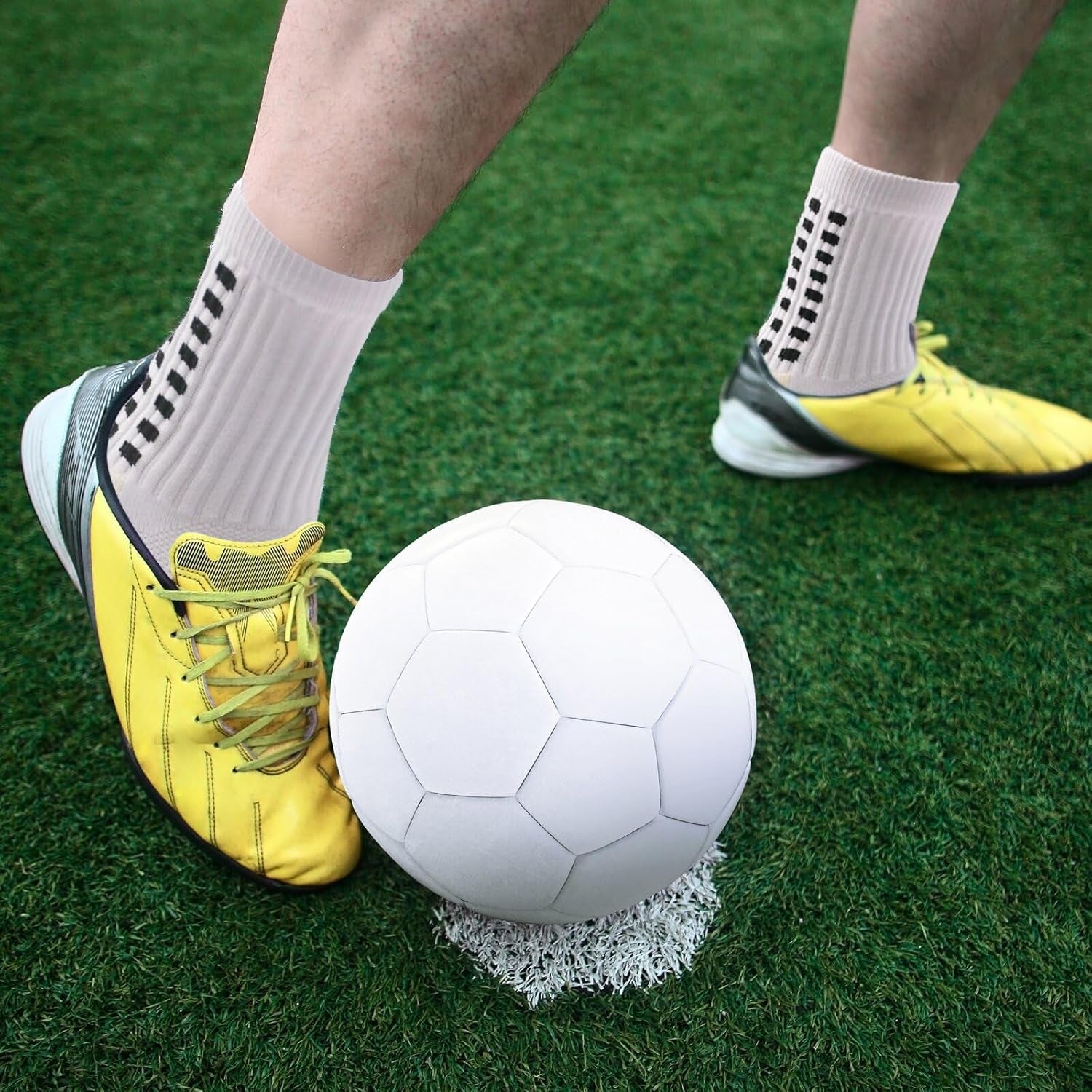 4 Pairs Mens Grip Soccer Socks Non Slip Grippy Women Socks for Football Basketball Sports