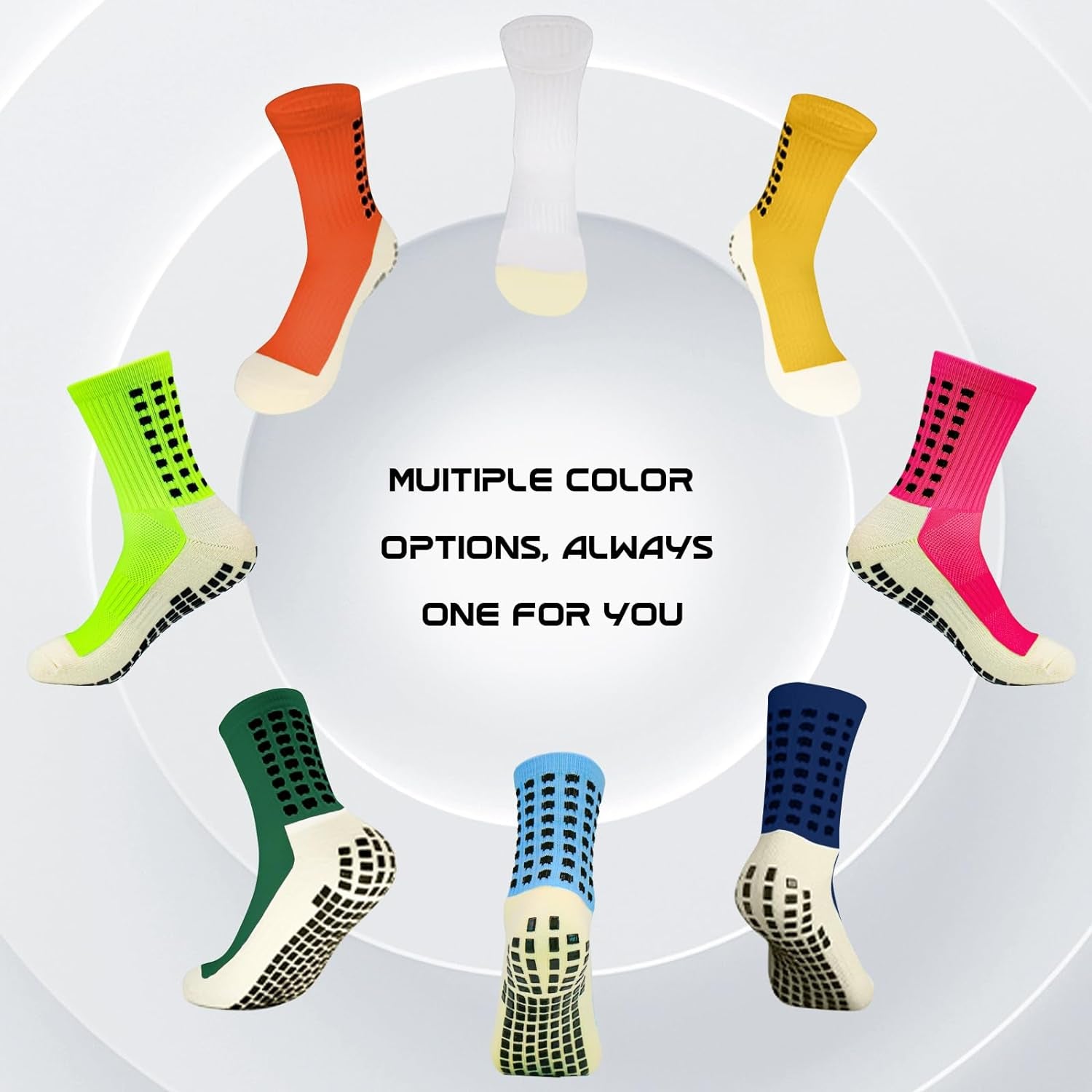 4 Pairs Mens Grip Soccer Socks Non Slip Grippy Women Socks for Football Basketball Sports